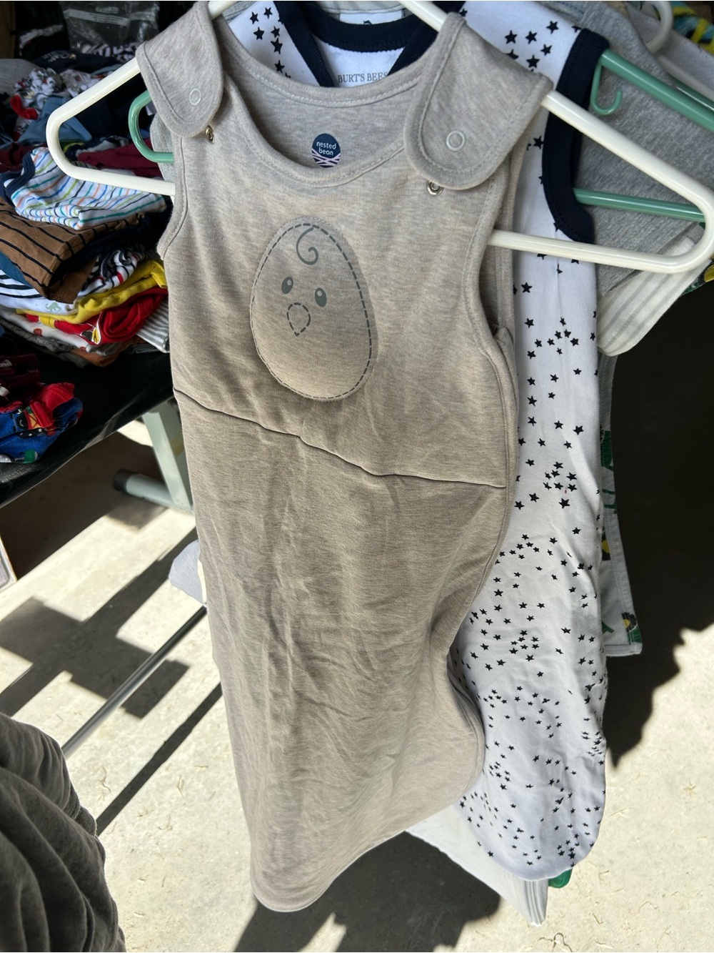 Nested Bean Neutral Beige Baby Sleep Sack with Cute Face